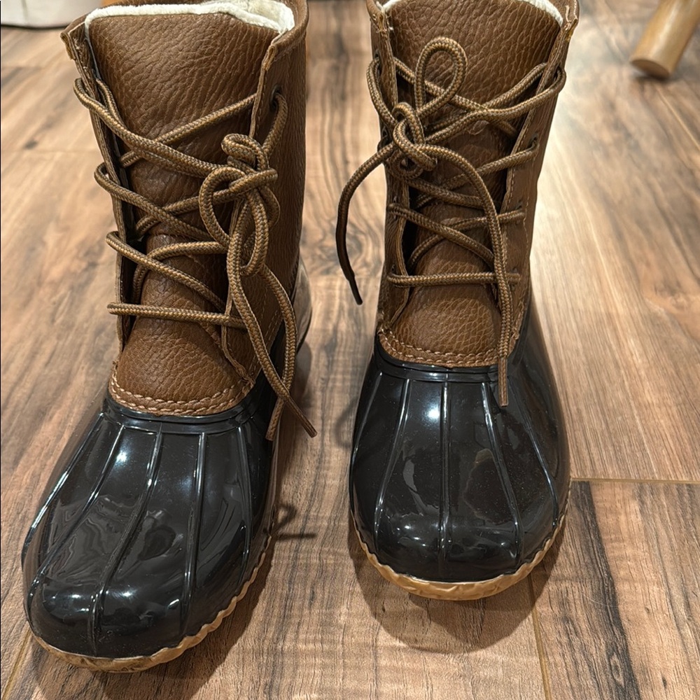 Brown and Black Duck Boots